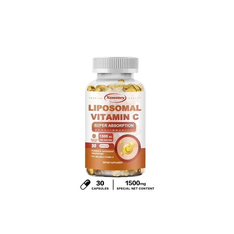 Liposomal Vitamin C Capsules - Powerful Antioxidant, Promotes Collagen Production, Skin Glow, Supports Heart, Immune Health
