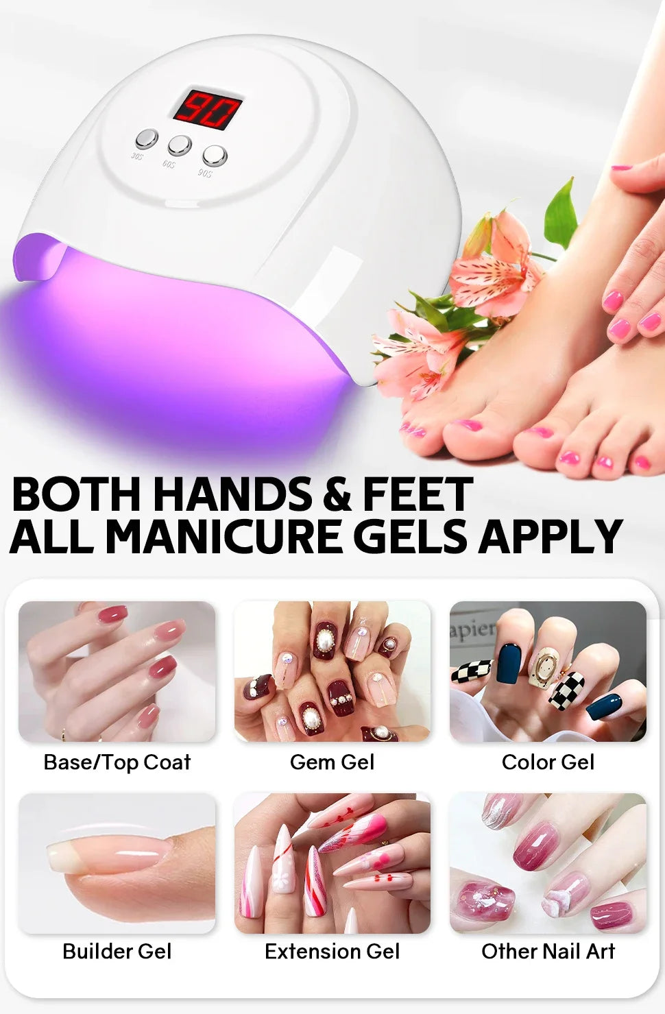 72W UV LED Nail Lamp 24 LEDs Nail Dryer with Infrared Sensor Quick-drying Manicure Lamp UV Cabin for Nail Salon Nail Art Tools