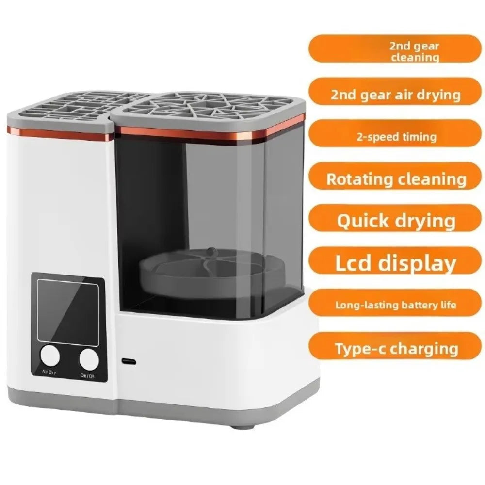Portable Makeup Brush Cleaning Machine Electric Automatic Makeup Brush Dryer LCD Timer 2 Wash Modes Cosmetic Brushes Cleaner
