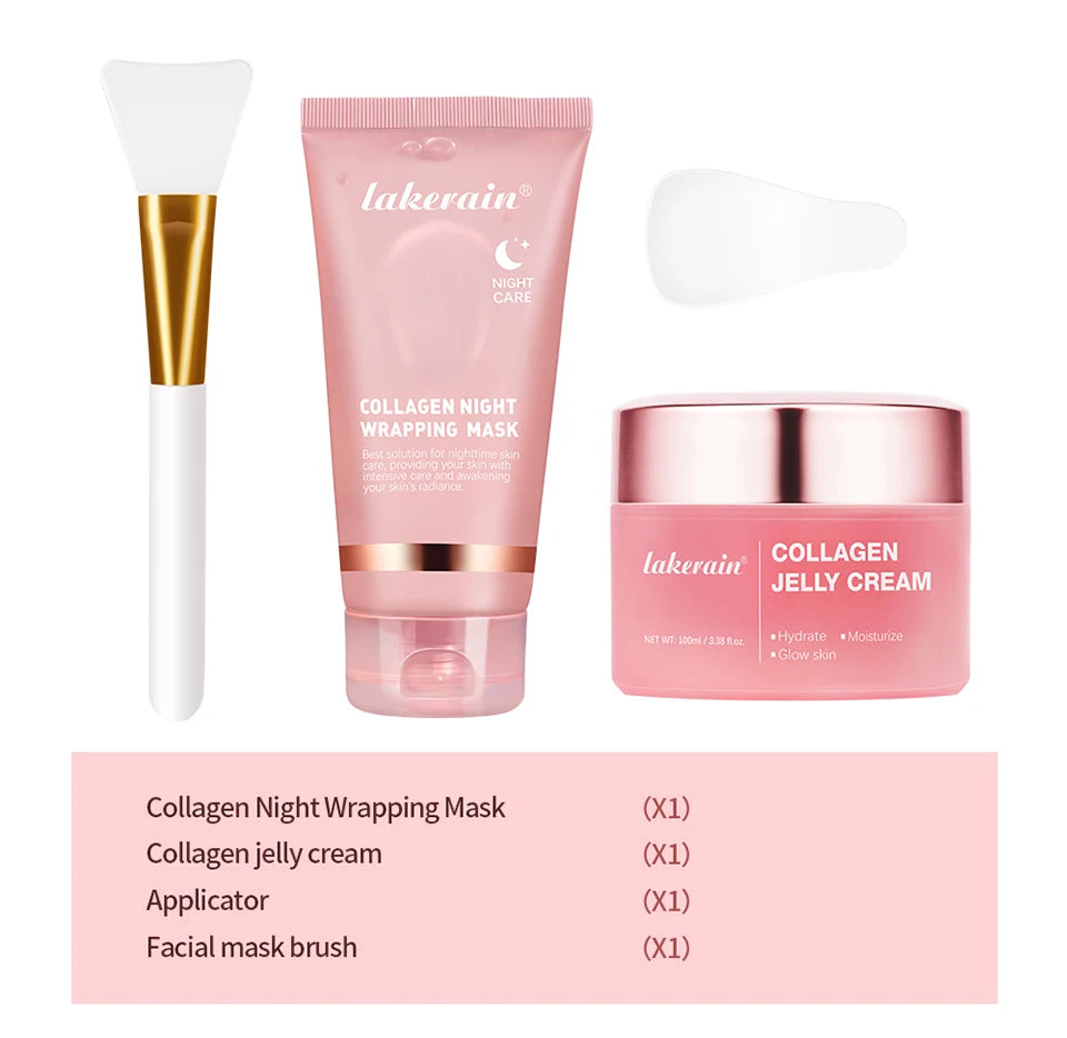 Peel Off Overnight Facial Mask Collagen Jelly Cream Night Wrapping Mask Sheet Mask Hydrating Moisturizing Facial Christmas Gift