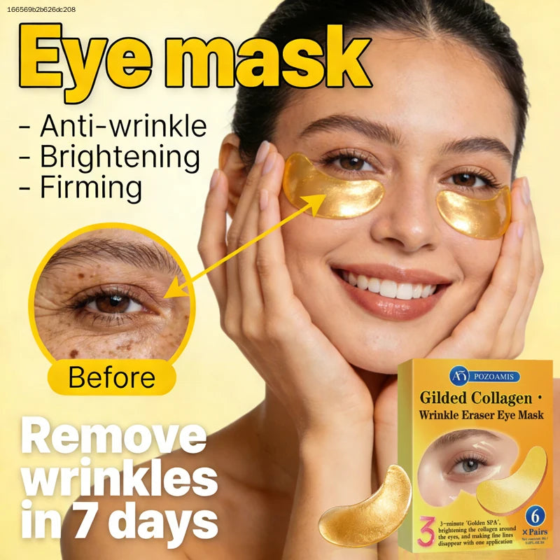 24K Gold Collagen Gel Eye Mask Anti-Aging Under Eye Patches Firming Moisturizing Pads for Wrinkle Dark Circle Eyebag Removal US Fast Delivery 60pcs