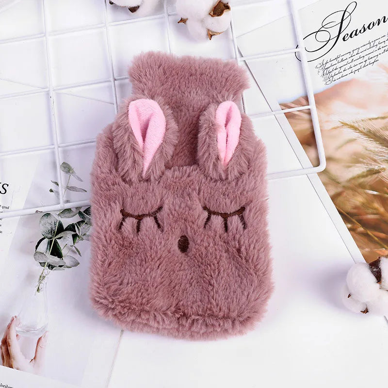 1Pc Portable Plush Rabbit Warm Handbag Removable and Washable Water Injection Hot Water Bag Stress Pain Relief Therapy