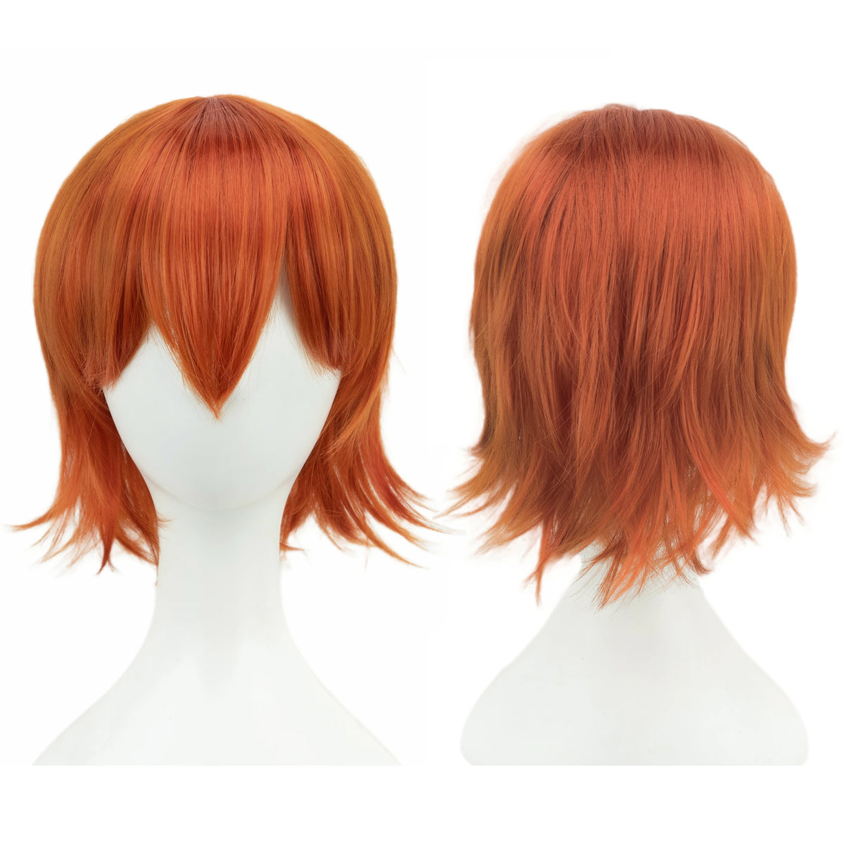Synthetic Unisex 12 Inches Short Cosplay Hair Party BOB Wigs with Bangs Pink Blonde Orange Halloween Costume Lolita Wig