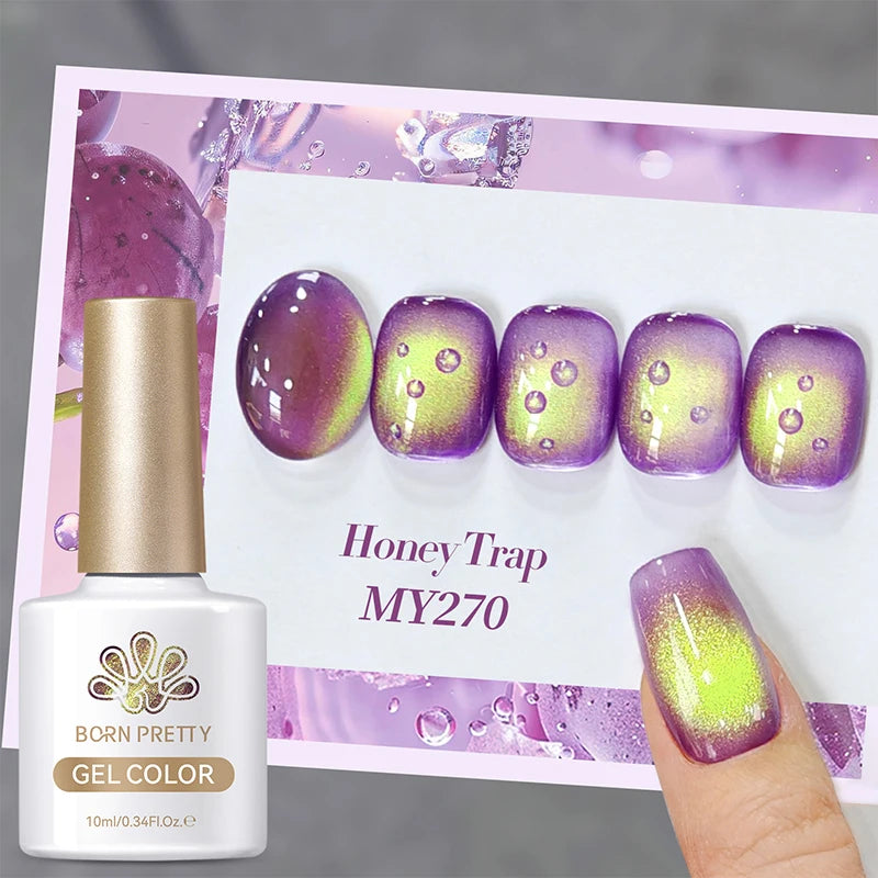 BORN PRETTY 10ml Purple Black Green Cat Magnetic Gel Ultra Shine Semi Permanent Soak Off UV Gel Summer Nail Art Varnish