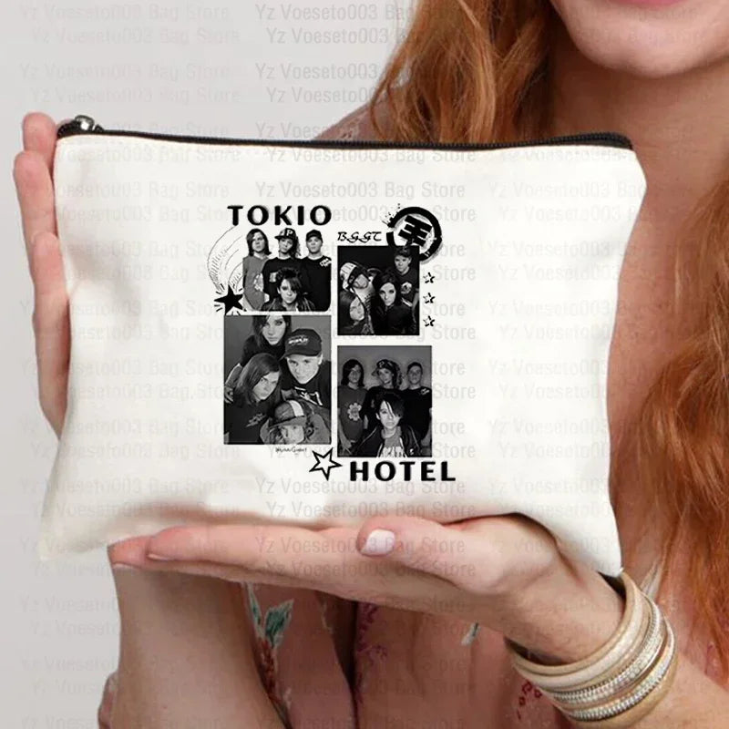 Tokio Hotel Canvas Makeup Cosmetic Party Lipstick Bags Travel Toiletry Pouch School Supplies Pencil Pouchs Teacher Gift Wash Bag