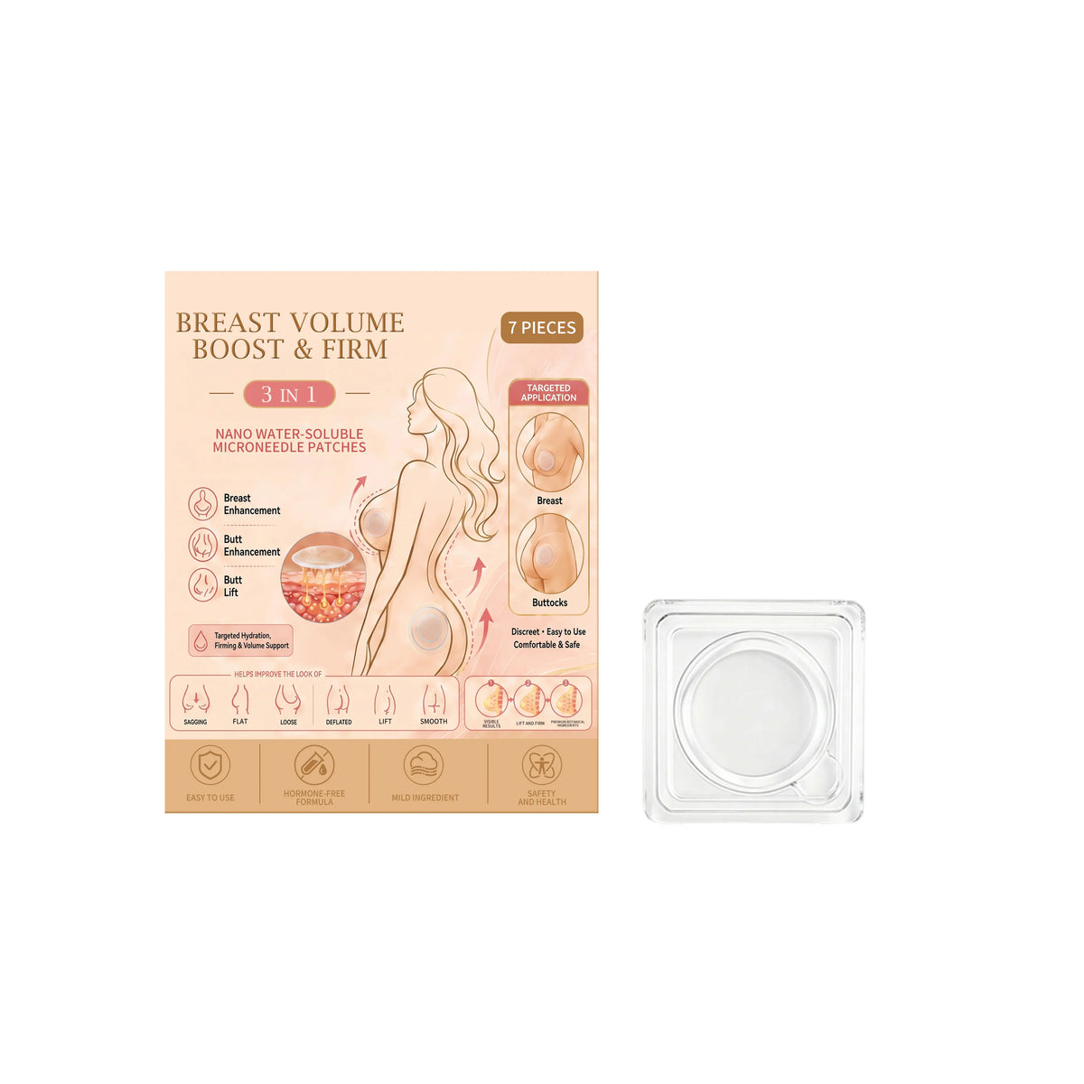 Body Care Patch Bust Hip Targeted Skin Hydrating Supply Improve Skin Smoothness Flexible Breathable Material Mild Adhesive