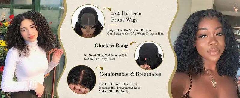 220% Curly Deep Wave 5x5 HD Lace Front Wigs Short Bob Wig 14 16 Inch Brazilian Glueless Human Hair Transparent Lace Frontal Wig