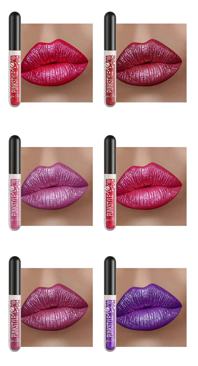 Halloween Diamond Glitter Matte Liquid Lipstick Long Lasting Waterproof Shiny Metal Lip Glaze On Stick Set