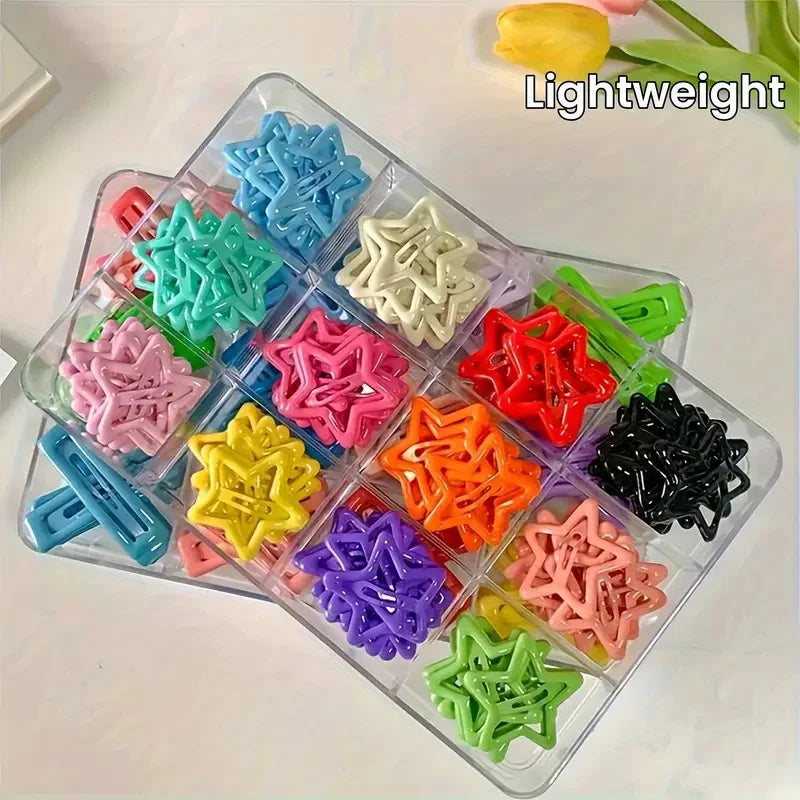 20/50Pcs Star-Shaped Alloy Hair Clips Elegant Retro Style Lightweight Hollow-Out Design Hair Accessories for Daily Wear Styling
