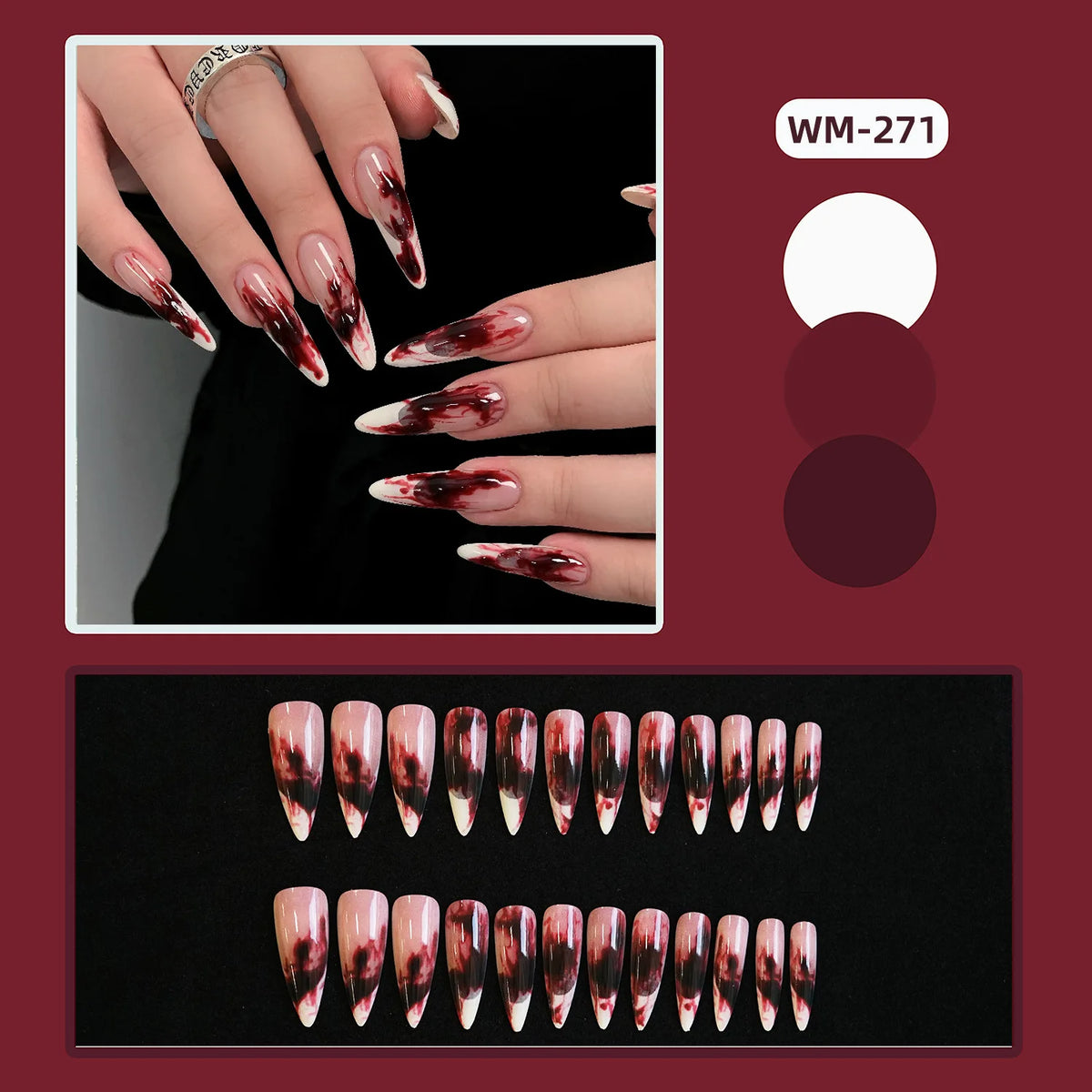 24pcs Halloween False Nails Ghost Witch Pumpkin Print Fake Nails Tips Wearable Detachable European Long Ballet Press on Nails