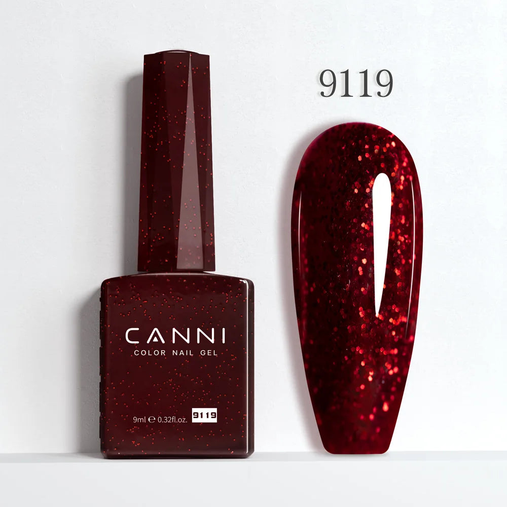 CANNI Hema Free Nail Gel Polish Christmas Red Color Collection Semi Permanent Nail Dehydrator Primer 9ml French Gorgeous Color