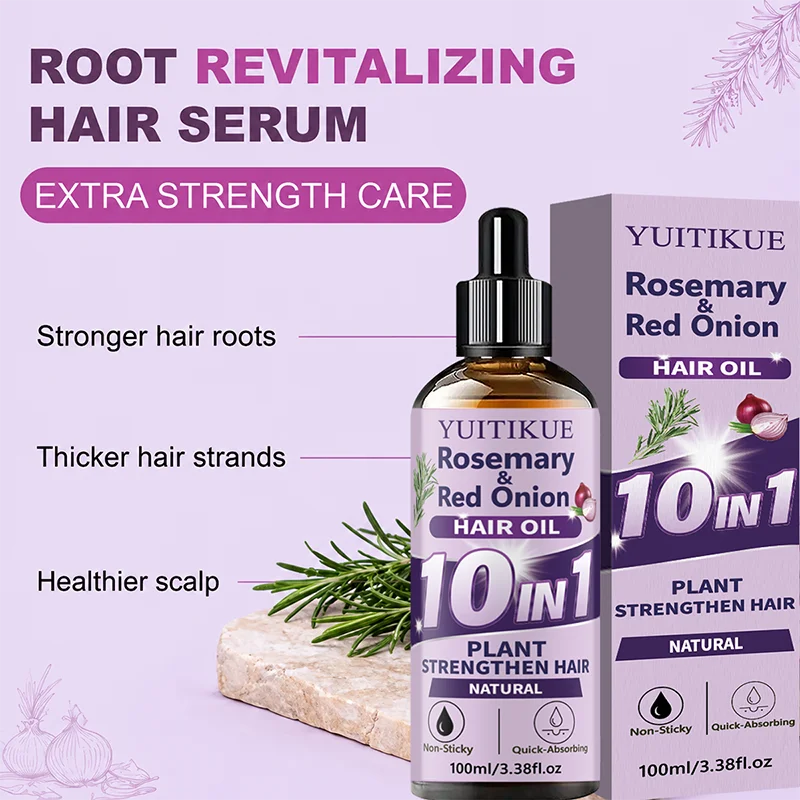 10‑in‑1 Herbal Hair Essential Oil Rosemary Onion Extract Hydrating Nourish Scalp Moisturizer Silky Shine Hair‑Care Serum