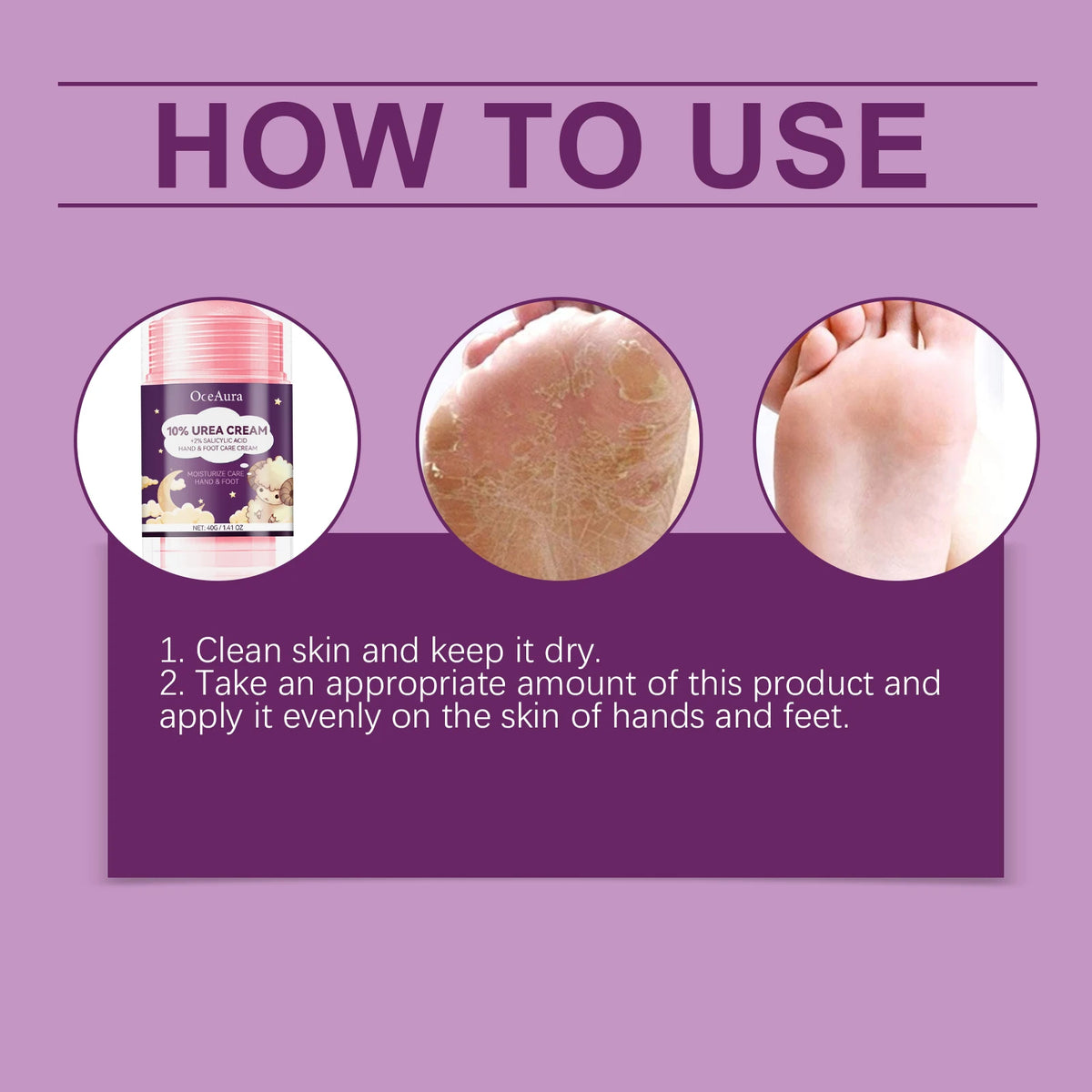 10% Urea Foot Cream Stick Moisturizing & Exfoliating, Cracked Heel Repair Deep Hydration for Dry Feet Long Protection Hand Cream