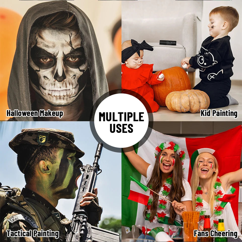 Black Eye Face Body Paint Stick Cream Eyeblack Tube Black Body Painting Sticks for Halloween Cosplay Joker Makeup