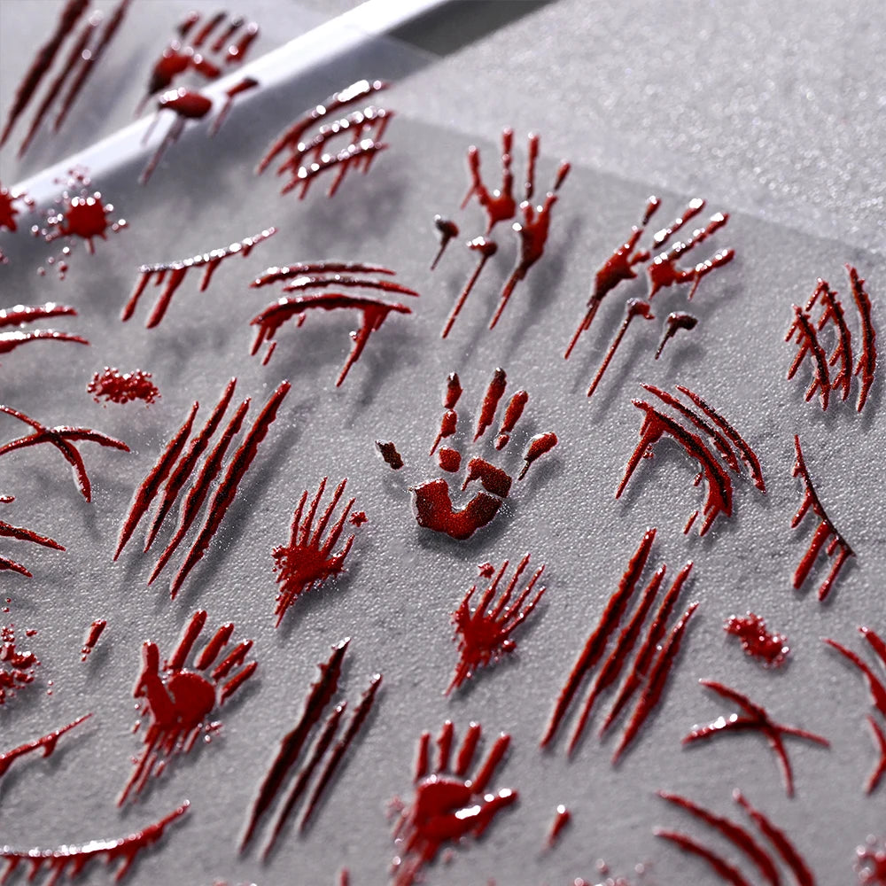 1sheet Bleeding Scars Skeleton Halloween Nail Stickers Ghost Face Pumpkin Eyeball Horrible Nail Decals Halloween Manicure Slider