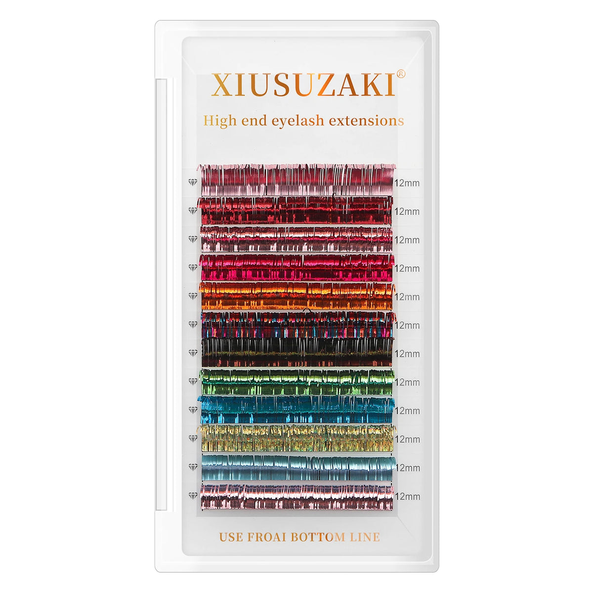XIUSUZAKI Mixed Glitter Colors Eyelash Extension Shiny Colorful Classic Individual False Lashes for Christmas Makeup Tools