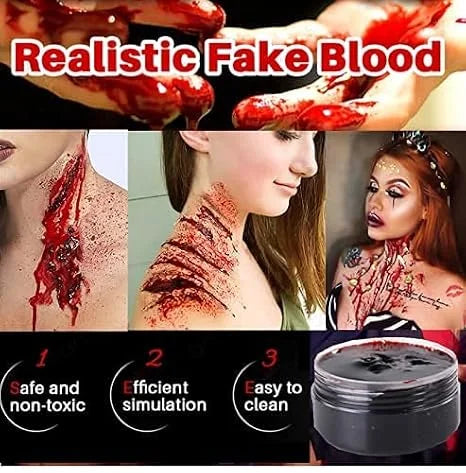 Special Effects SFX Halloween Makeup Kit - 12 Colors Face Body Paint Palette + Scar Wax with Spatula Tool + Fake Blood+Spong