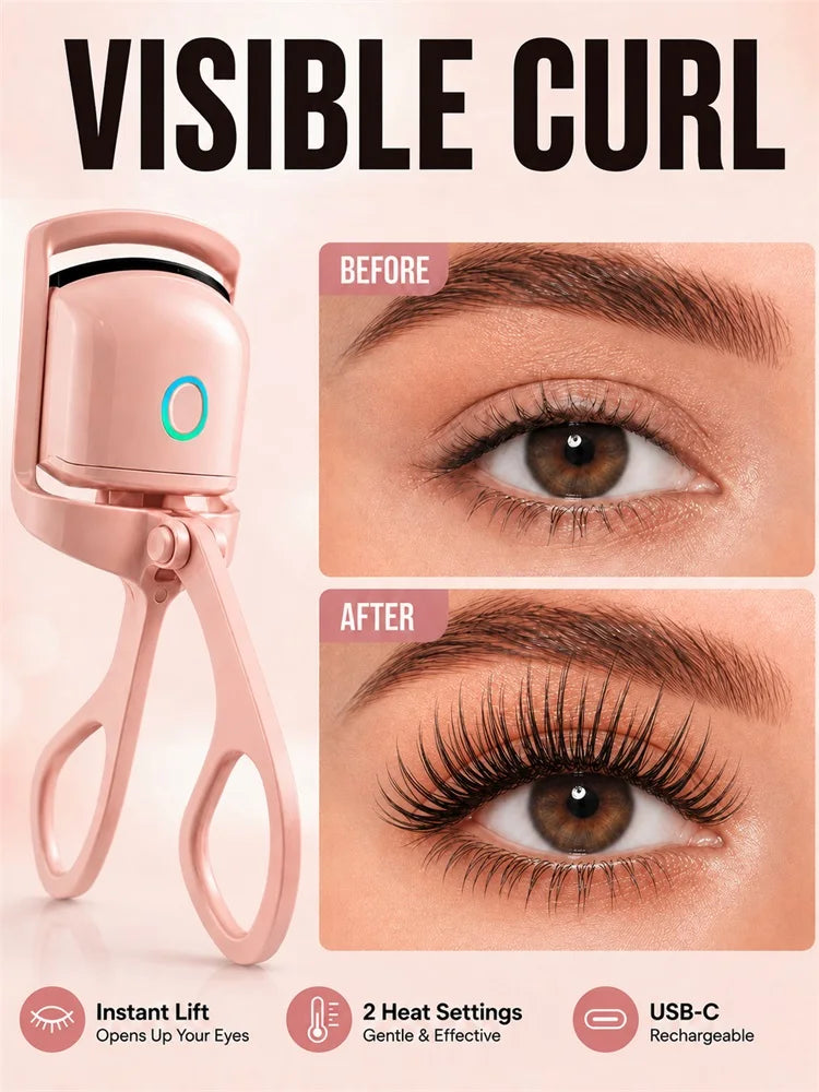Electric Eyelash Curler, Effortless Curling for Natural Lashes, Hand‑Held Cosmetic Accessory for Daily Eye Makeup