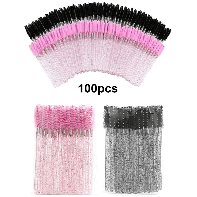 100pcs Disposable Eyelash Brushes Spoolies Micro Lash Mascara Wands Combs For Eyelash Extension Makeup