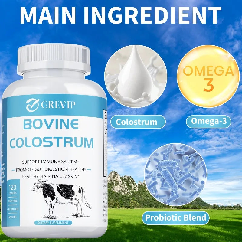 Bovine Colostrum Supplement - Beneficial for Gut Health, Boosts Immunity, Promotes Muscle Recovery, and Provides Immune Support