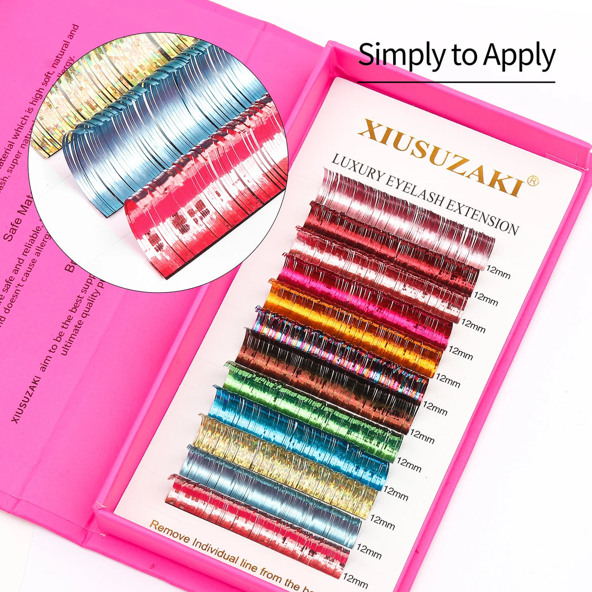 XIUSUZAKI Shiny Colorful Individual Eyelash Extension Classic Lashes Mixed Color Glitter Tinsel Christmas Eyelash Extensions
