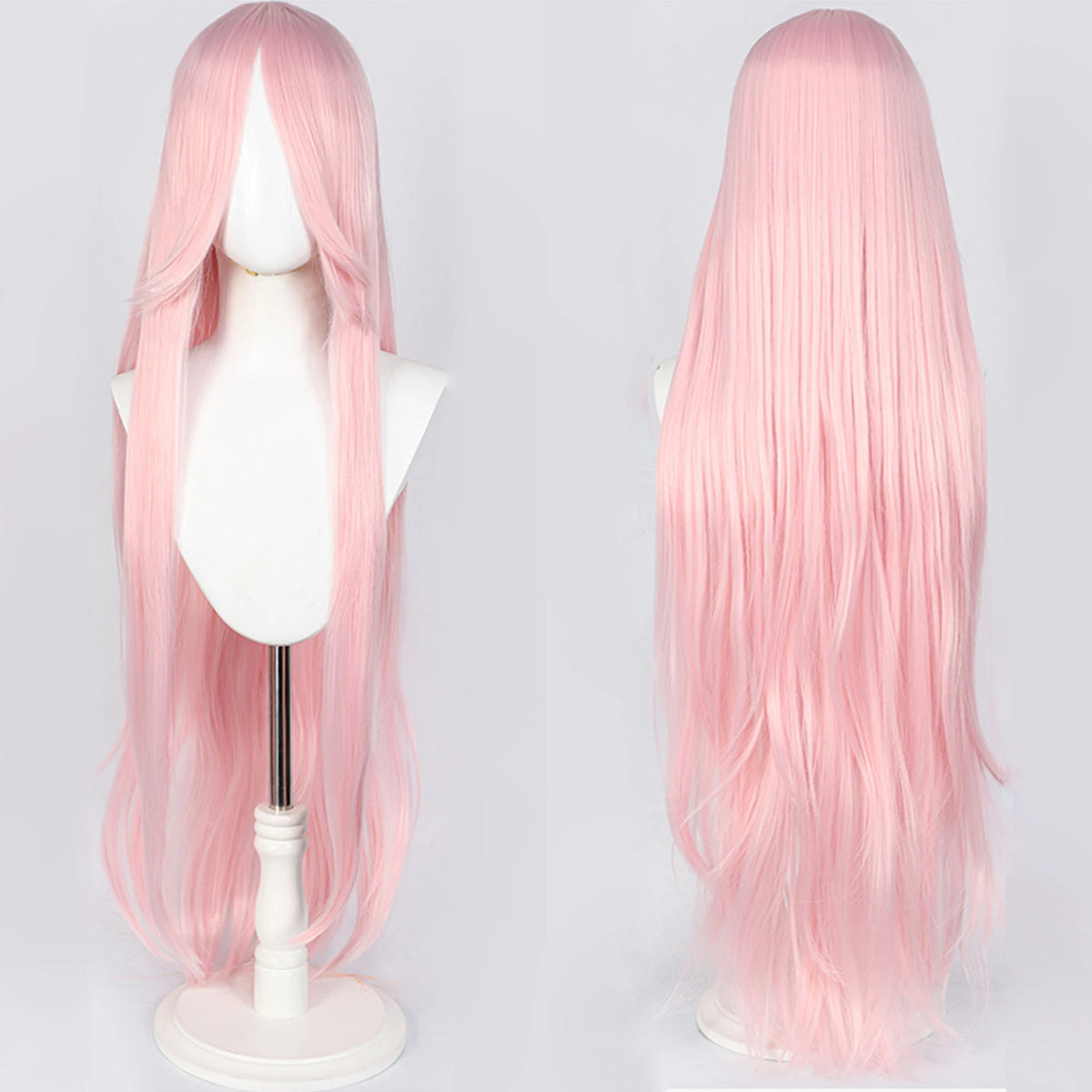 100CM Long Straight Wig With Bangs Synthetic Cosplay Wig For Women Pink Purple Cosplay Wigs For Halloween Party