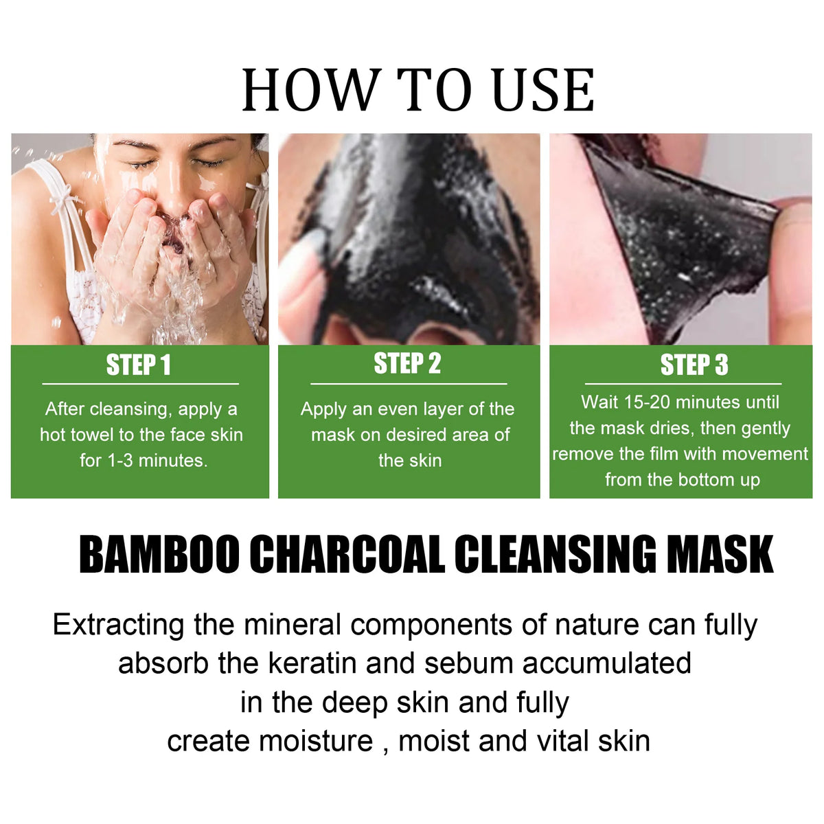 Bamboo Charcoal Cleansing Mask Blackhead Acne Mud Mask Skin Care Removal Shrink Pores Exfoliating Smooth Face Skin Oil Control
