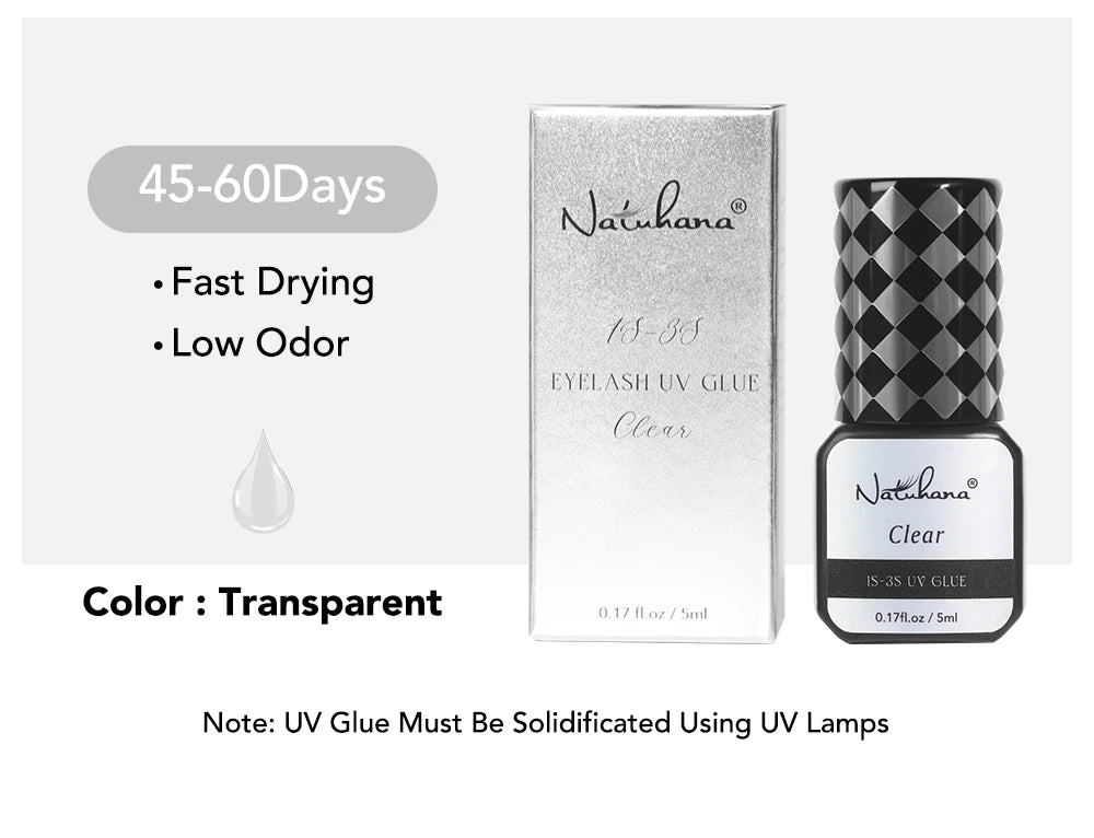 NATUHANA 5ml 1 Second Fast Drying Strong False Eye Lash Extension Glue Adhesive Retention 5-7 Weeks Low Smell Mink Eyelash Glue