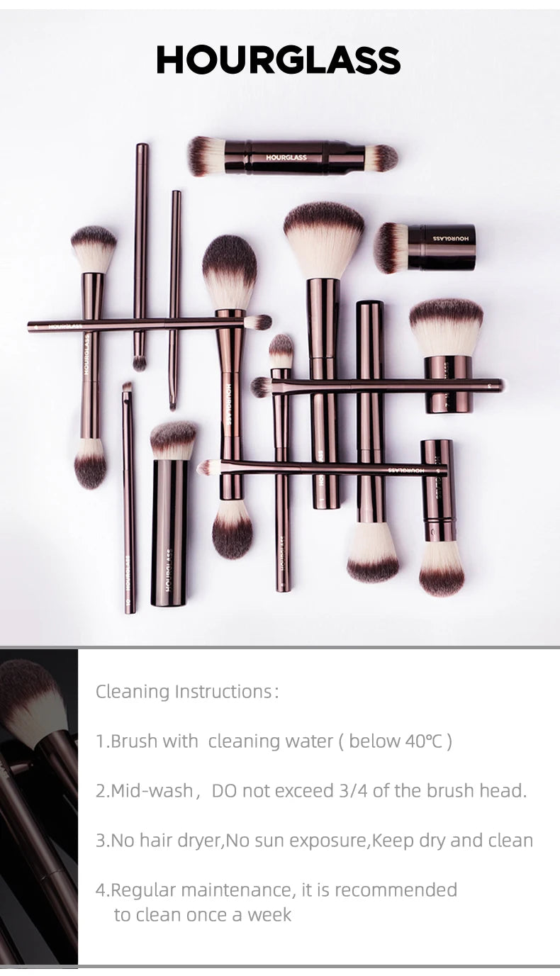 Hourglass Makeup Brush- No.20 Vanish Seamless Finish Foundation Brush Soft Fiber Hair Fashion Design Single Face Brush