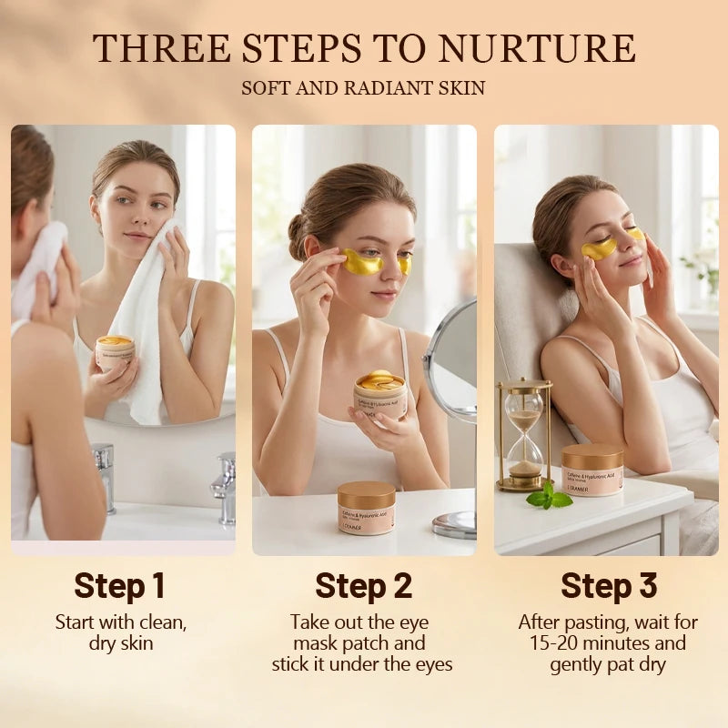 A Box of 60 Caffeine Nicotinamide Radiant Firming Eye Masks, for Face & Eye Releasing, Moisturizing Firming, Alcohol-Free Unisex