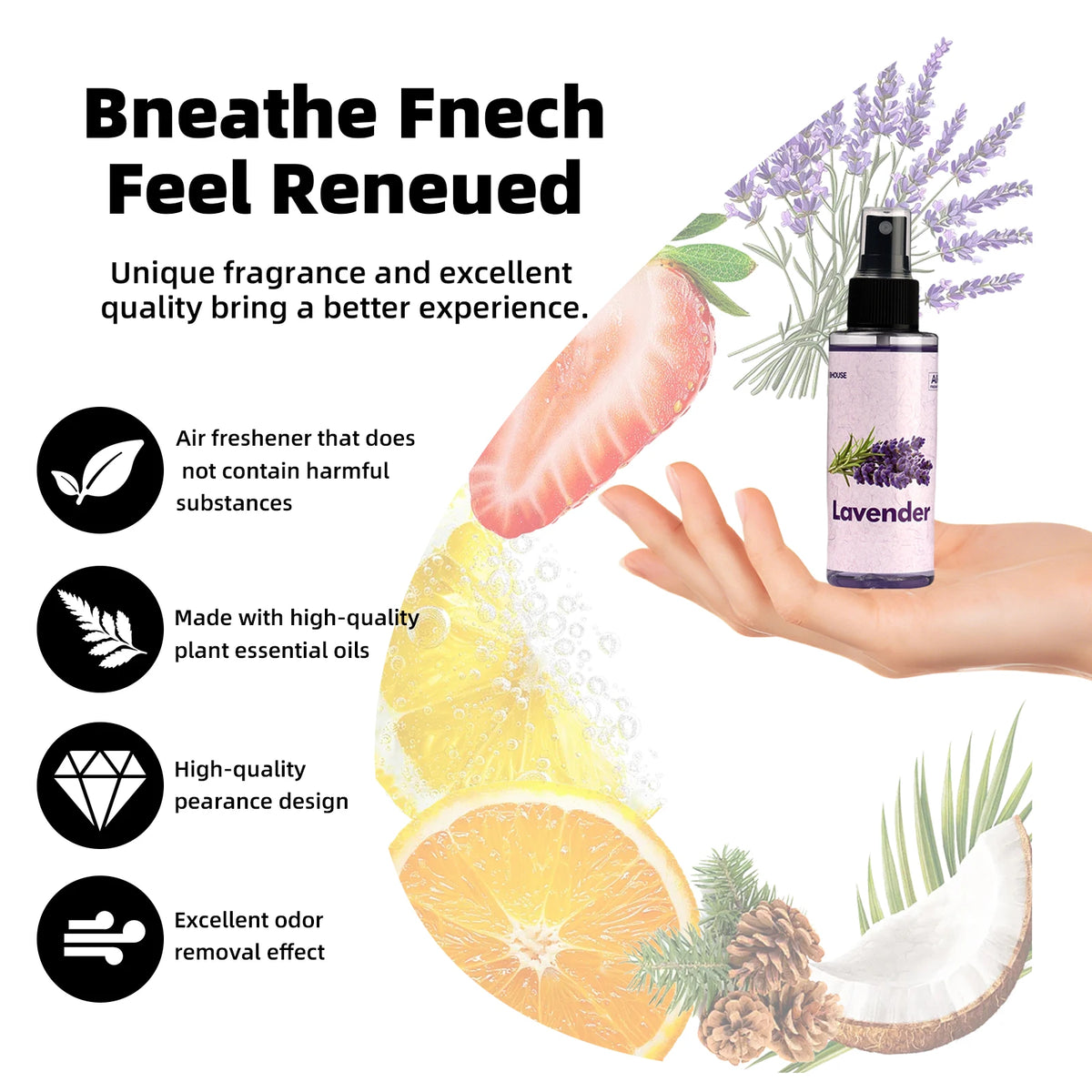 100ml LAVENDER-Scented Hand-Sprayed Air Freshener – Car Spray, Home Air Purifying & Deodorizing Fragrance