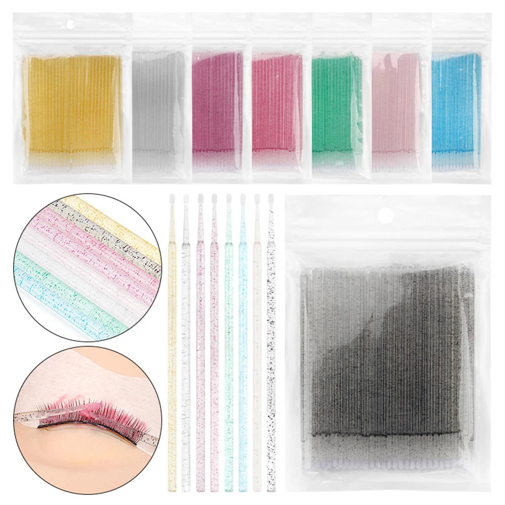 300/500PCS MicroBrush Eyelash Cleaning Brush Lash Extension Applicator For Eyelashes Removing Swab Micro Makeup Brush