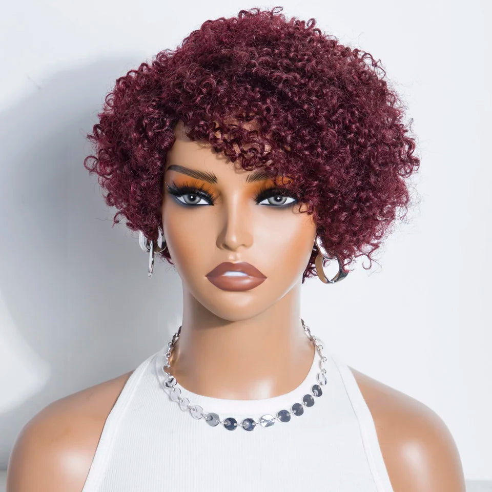 Lekker Short Pixie Cut Afro Kinky Curly Bob 100% Human Hair Wigs For Women Brazilian Remy Hair Full Machine Made Clearance Wigs