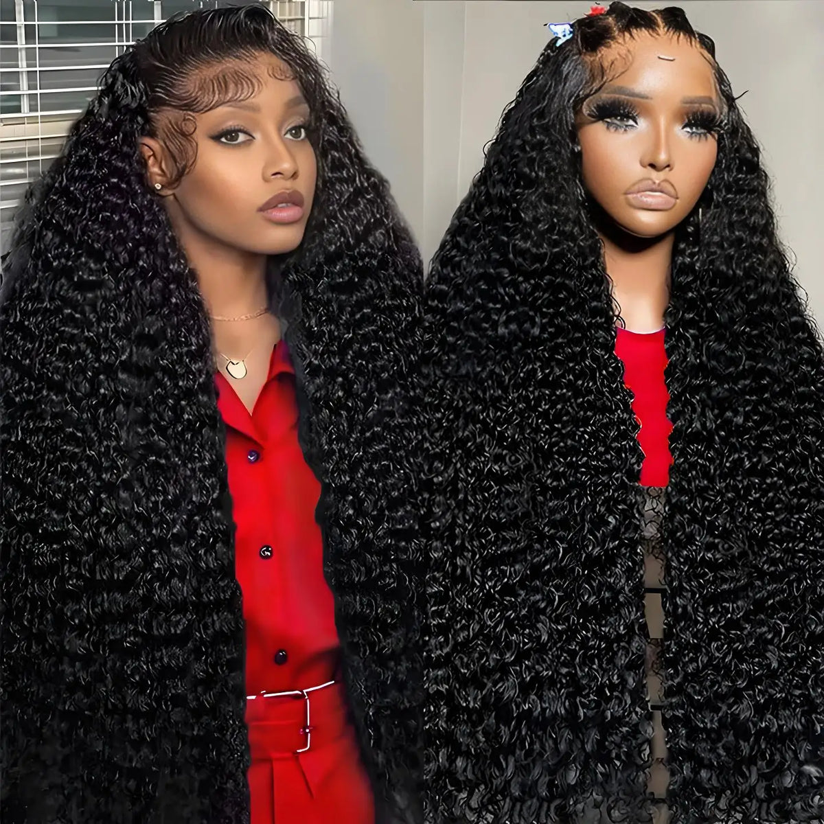 40 44 Inch Deep Wave Lace Front Wig 13x4 13x6 Lace Front Wigs Human Hair 250 Density Transparent Water Wave Curly Lace Front Wig