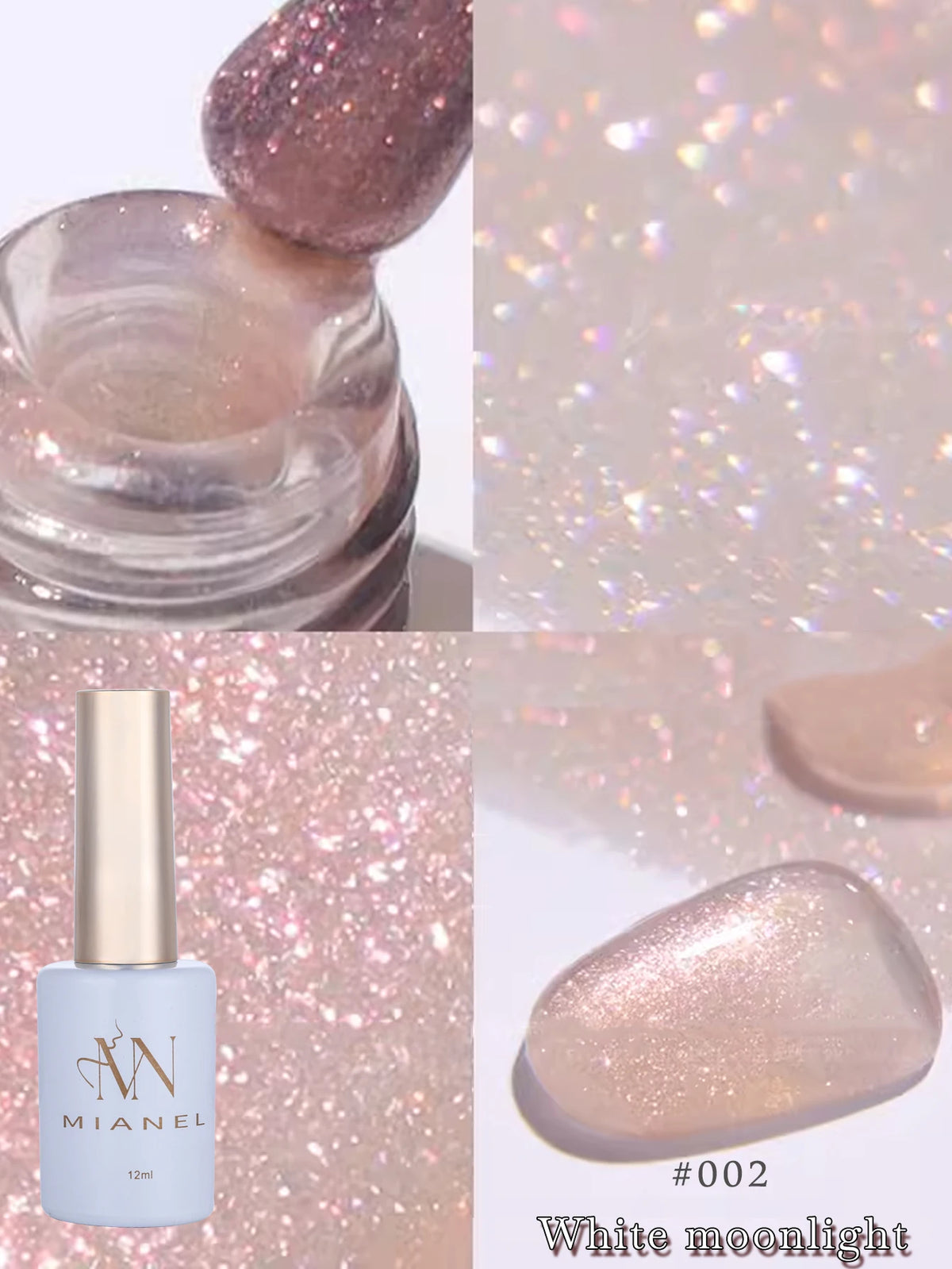 MN 1-9PCS Pink Blue White Green Color Series Gel Nail Polish With Strobe Glitter Brocade Diamond Gel Polish