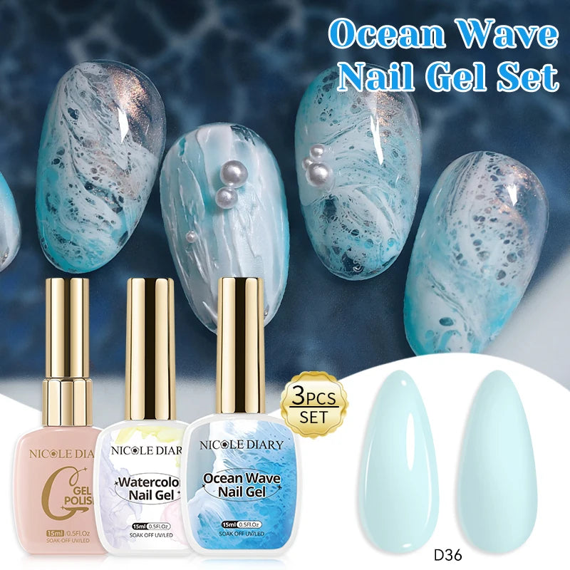 NICOLE DAIRY 15ml Bubble Ocean Wave Gel White Gel Nail Polish Summer Nail Poke Varnish UV LED Soak Off Gel For Nail Art Manicure