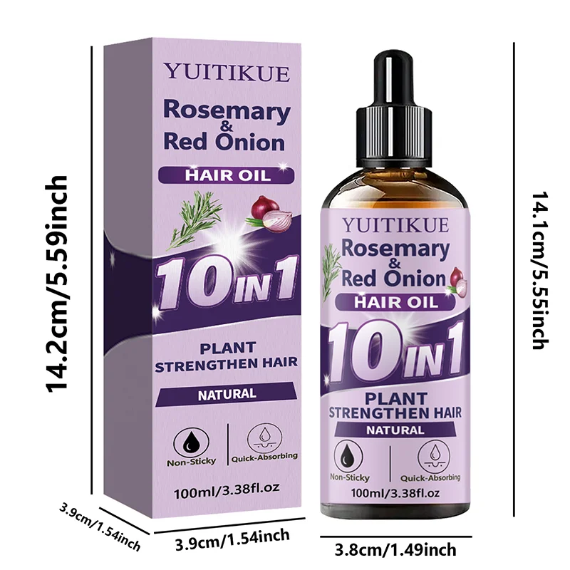 10‑in‑1 Herbal Hair Essential Oil Rosemary Onion Extract Hydrating Nourish Scalp Moisturizer Silky Shine Hair‑Care Serum