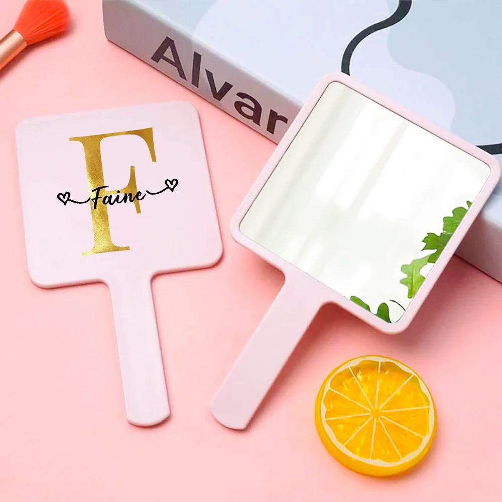 Customized Name Handheld Makeup Mirror Portable Vanity Mirror Personalized Compact Mirror Beauty Tools Engraved for Travel Use