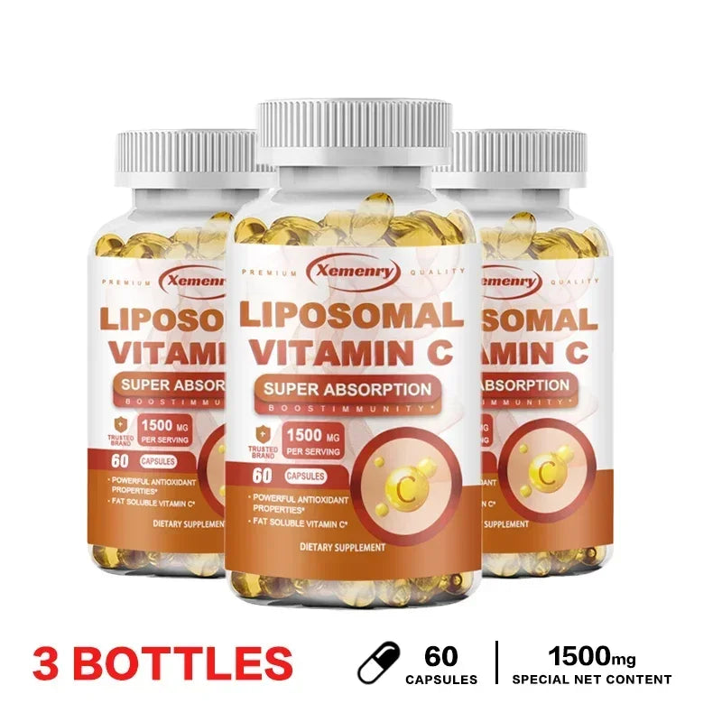 Liposomal Vitamin C Capsules - Powerful Antioxidant, Promotes Collagen Production, Skin Glow, Supports Heart, Immune Health