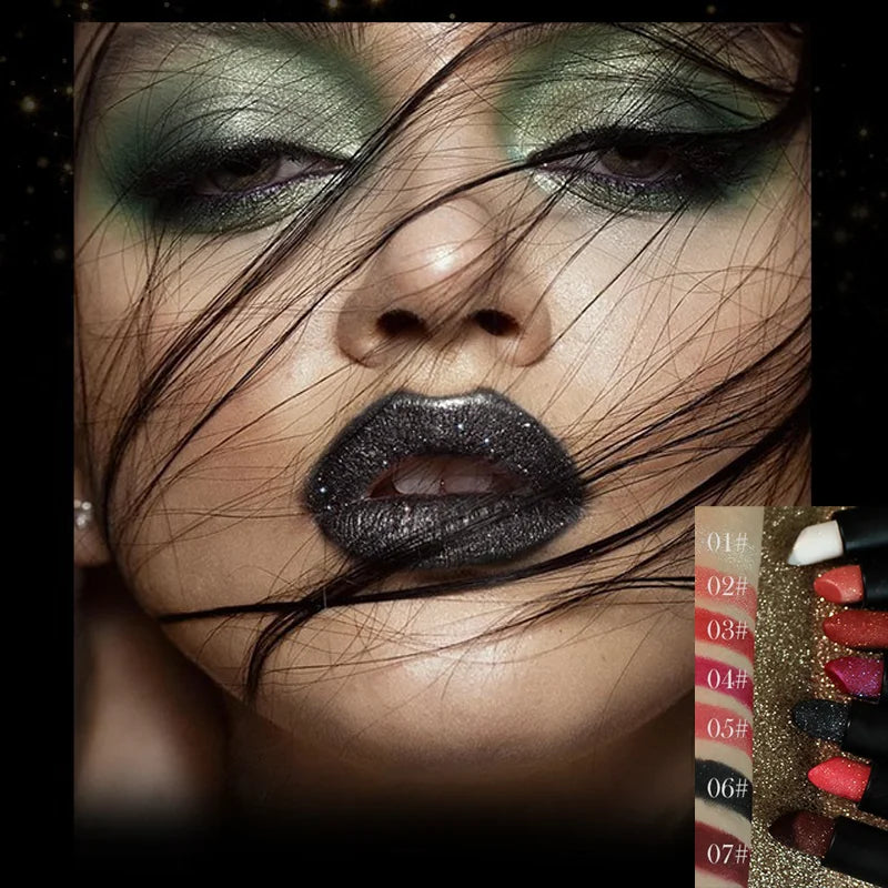 Multi-Color Non-Stick Cup Matte Lipstick for Women Flash Lasting Easy Application Diamond Shimmer Dark Halloween Look