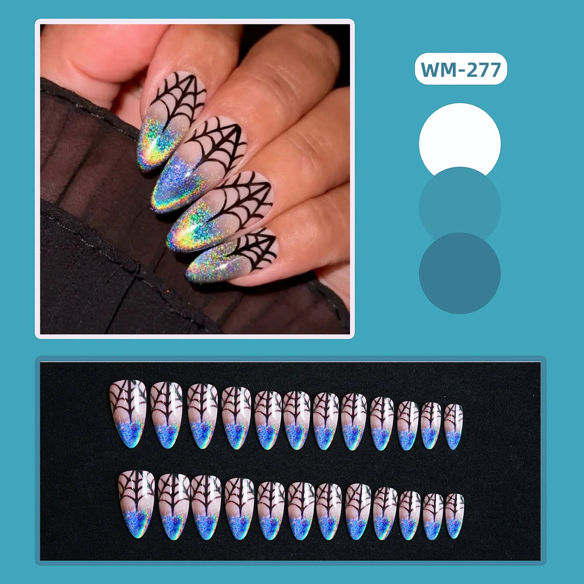 2025 Halloween False Nails European Ghost Witch Pumpkin Almond Fake Nails Tips Wearable Detachable Press on Nails for Women