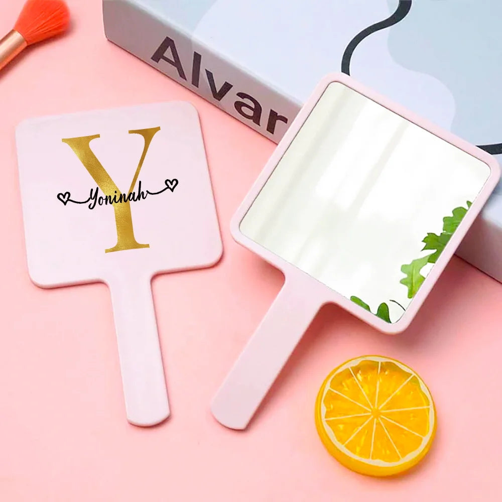 Customized Name Handheld Makeup Mirror Portable Vanity Mirror Personalized Compact Mirror Beauty Tools Engraved for Travel Use