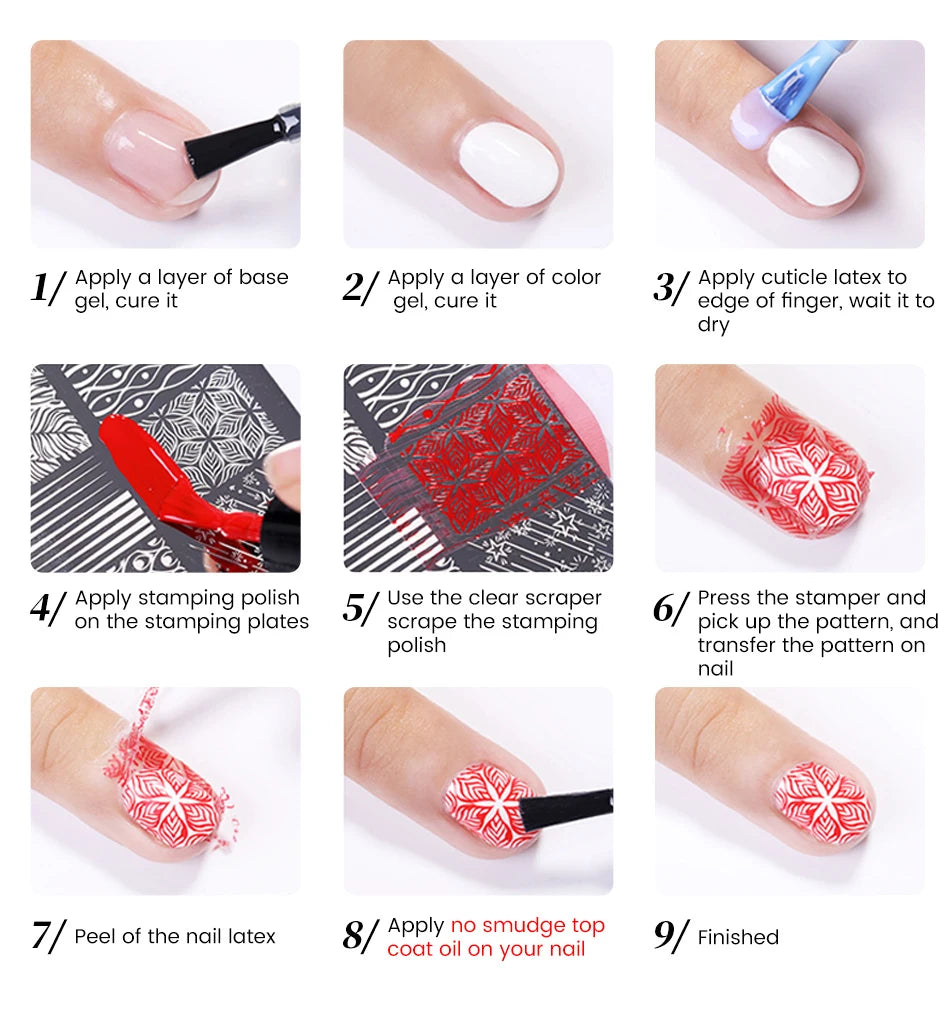 BORN PRETTY 10ml Stamping Nail Polish Set Gold Silver Black White Color Nail Printing Polish DIY for Nail Plate Design Varnish