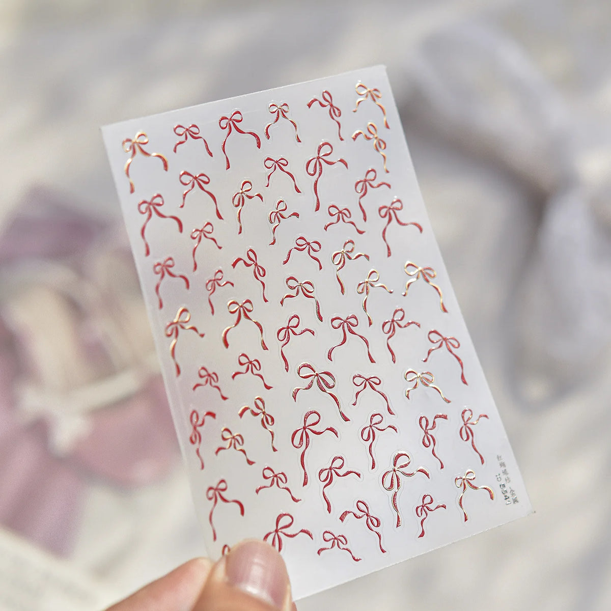 5D Shell Light Nail Stickers Small Fresh White Bow Ribbon Nail Charms Stickers Self Adhesive Nails Decorations Parts DIY Decals