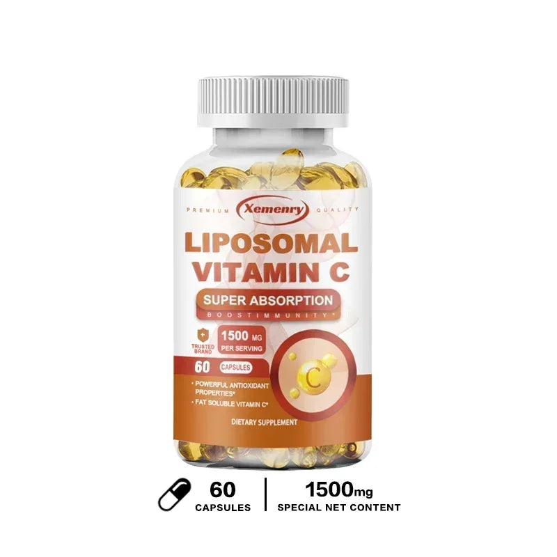 Liposomal Vitamin C Capsules - Powerful Antioxidant, Promotes Collagen Production, Skin Glow, Supports Heart, Immune Health