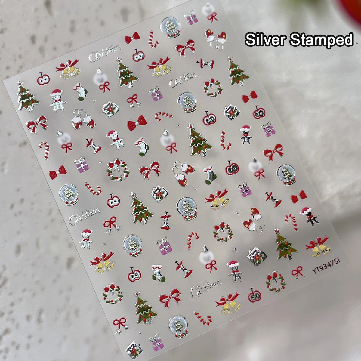 Christmas Wreath Snowman Xmas Tree Bowknot Snowflakes Gingerbread Man Bear Star Bell Apple Nail Art Charms Stickers Phone Decals