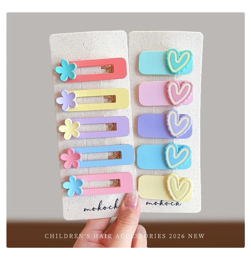 2026 New 5PCS/SET Korean Sweet Style Cute Bow Cloud Wave Hair Clips  No Hurt Hair BB Clips for Baby Girls Toddler Accessories