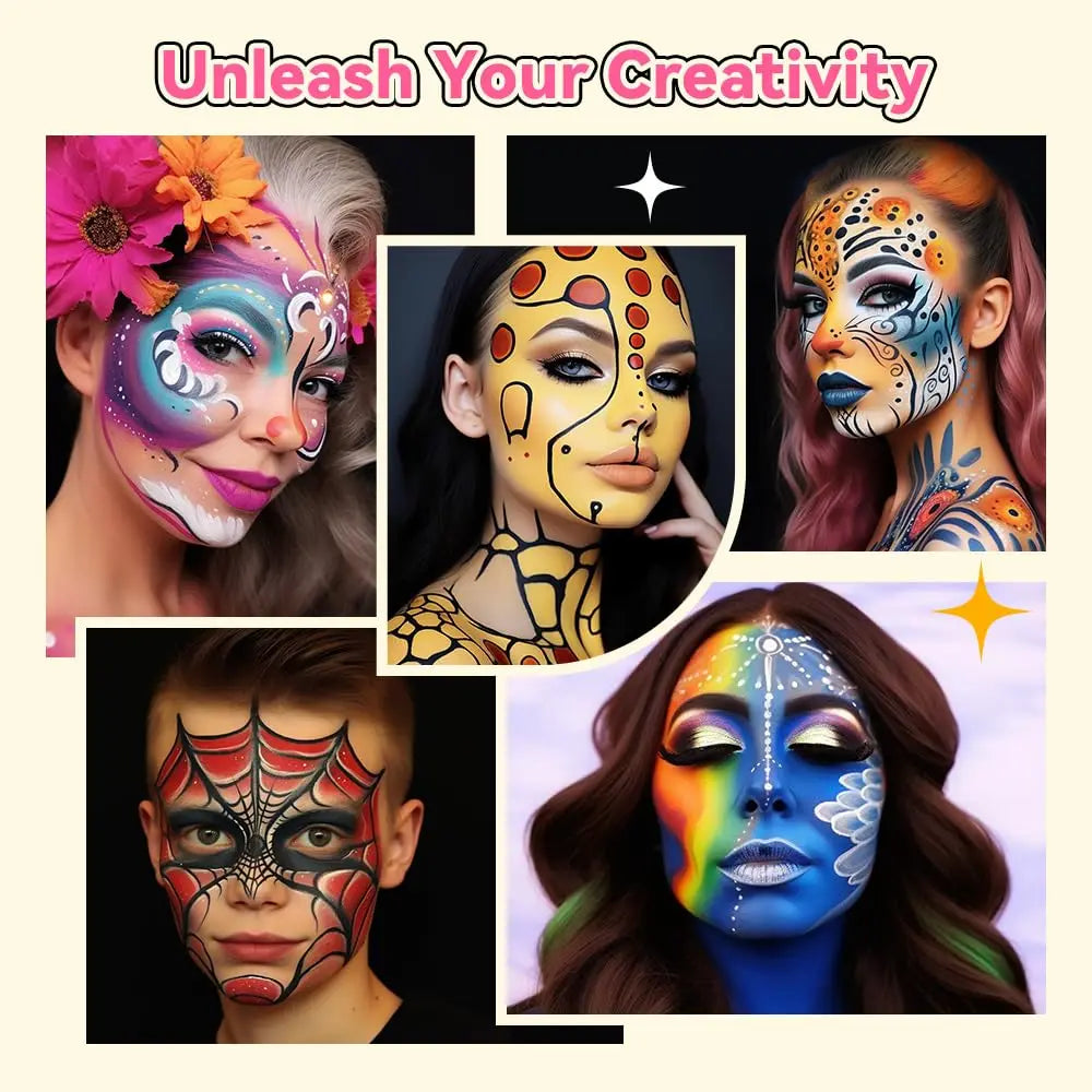 22 Color Face Body Painting Kit for Kids Adults,Face Paint Makeup Palette with Brush,Halloween Carnival Artist Cosplay Art Party