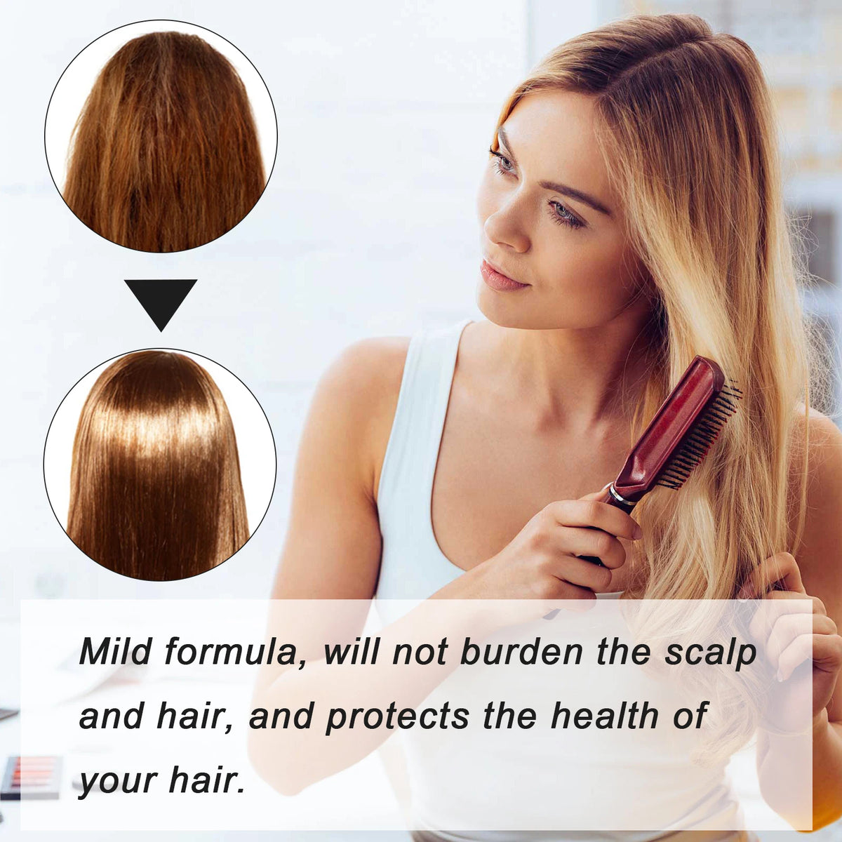 Collagen Smoothing Hair Straightening Cream for Dry Frizzy Hair No Flat Iron Needed Deep Repair Shine Leave In Conditioner 100ml