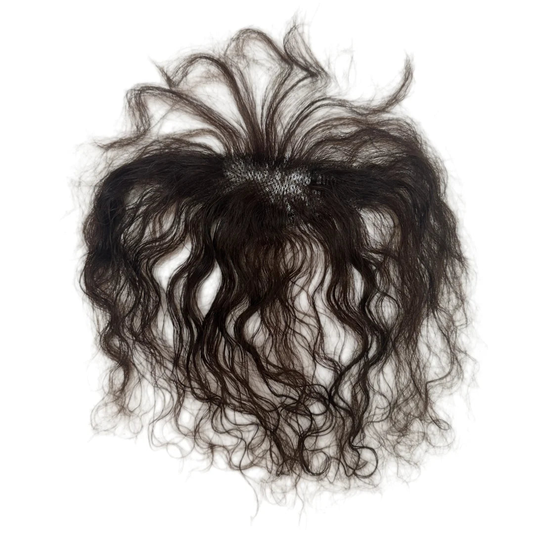 Curly Bangs Toppers for Women 100% Human Hair Breathable Lace Base with Clips Baby Hair Fringe Hairpiece for Thinning Hair